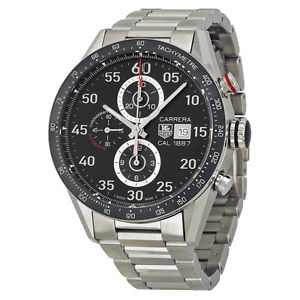 Carrera Black Dial Stainless Steel Automatic Chronograph Men's Watch