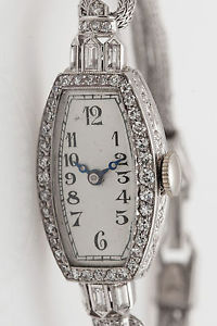 Antique 1920s $6000 1.50ct VS G Diamond Baguette CONCORD Ladies Platinum Watch