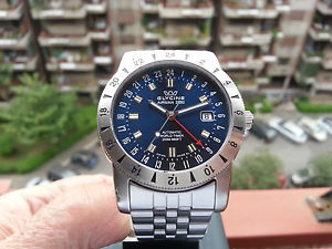 GLYCINE Airman 2000 World Timer Blue Dial Automatic Over Size *FANTASTIC* 20 ATM