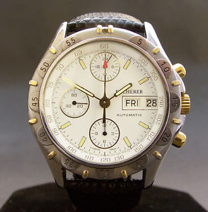 ALL ORIG! Large BUCHERER Automatic CHRONOGRAPH Lemania 5100 24H DAY DATE HACK