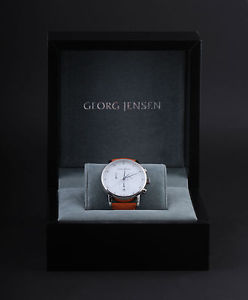 Georg Jensen Men's Chronograph Watch # 517, White Dial, Henning Koppel. NEW!