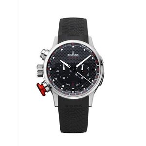 Edox Men's 10302 3 NIN2 Chronorally Analog Display Swiss Quartz Black Watch