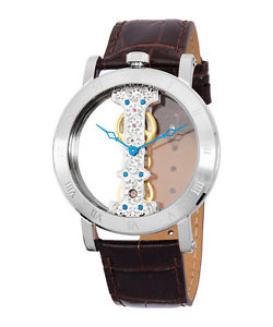 Burgmeister Tulsa brown leather skeleton dial watch