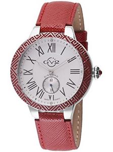 GV2 by Gevril Women's 9120 Astor Enamel Diamond Red Leather Wristwatch