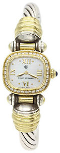 Ladies David Yurman T-3849 18k YG & Diamonds MOP Bangle Watch