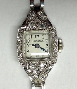 1935 995A Vintage Hamilton Ladies Platinum and Diamond Watch - Serviced