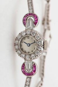 Antique 1920 $10,000 5ct French Cut RUBY Diamond FANCY CUT Platinum Ladies Watch