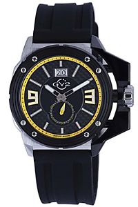 GV2 by Gevril Men's 9404 Grande Luminous Black Dial Black Silicone Date Watch
