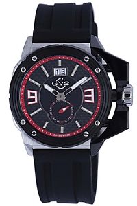 GV2 by Gevril Men's 9400 Grande Luminous Black Dial Black Silicone Date Watch
