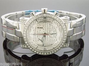 Aqua Master unisex 37mm round 2.20CT Diamond Watch Silver Face stainless steel
