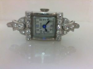 Authentic Vintage Platinum Bulova Diamond Ladies Wristwatch