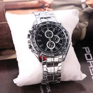 Fashion Stainless Steel Band Luxury Sport Analog Quartz Men's Wrist Watch NoKEBN