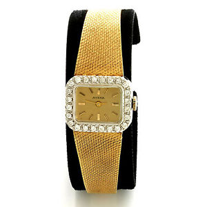 Ladies 14K Gold Diamond Bracelet Juvenia Wrist Watch