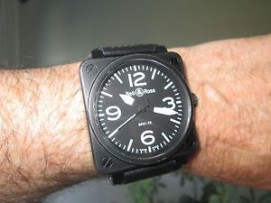 BELL & ROSS BR 03-92-S-04045 Aviation / Military 45mm Black w/Black leather band