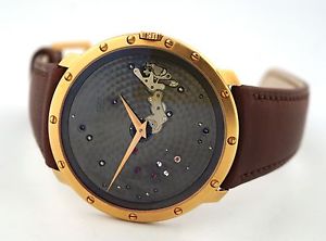 Guy Ellia 18K Rose Gold ROUND SQUARE “TIME SPACE” Skeleton dial Ultra-thin watch