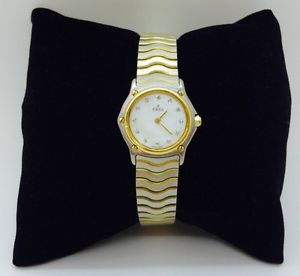 Ebel Diamond And 18k Yellow Gold & Steel Classic Wave Watch MOP Face