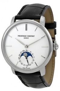 *Frederique Constant Slimline Moonphase Leather Automatic Mens Watch FC-705S4S6