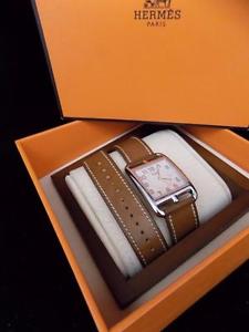 Authentic HERMES Double Tour Brown Leather Watch