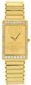 Ladies Credit Suisse 18k Yellow Gold "Fine Gold" Watch With Diamonds