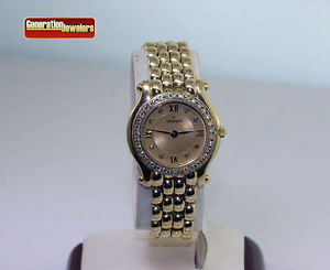 Ladies Diamond Movado Solid 14K Yellow Gold Swiss Watch Size 6 Excellent!