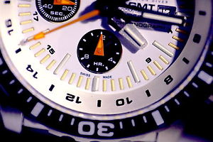 Deep Blue Watch–Valjoux GMT Chrono. 7754 Swiss Auto Ltd–RARE WHITE (panda) USED