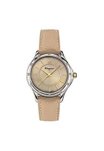 Ferragamo Women's FFV020016 Ferragamo Time Beige Dial Leather Date Wristwatch