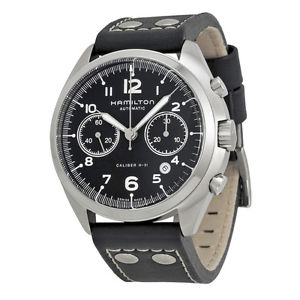 Hamilton Khaki Pilot Pioneer Automatic Black Leather Mens Watch H76416735