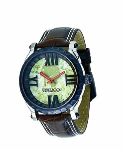 Italico Men's ITCB05-F Colosseum Bronze IP Marbleized Green Dial Leather Watch