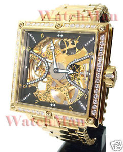 Aqua Master Mechanical Diamond Watch Gold Tone Freeze ad1