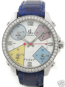 Auth JACOB & CO.  "Five Timezone"  Diamond Bezel Quartz, Men's watch