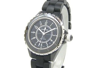 CHANEL J12 Rubber Sports Mens Watch F/S H0684 Auto Black SS CE Good #0438