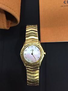 Ebel Uhr 750/-Gold mit 12 Diamanten Goldarmband 18k Damenuhr