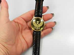 Franklin Mint Egyptian Golden Falcon Watch in 18K Yellow Gold Swiss Rare