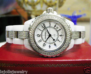 CHANEL J12  Diamond Bezel Bracelet White Ceramic 33mm Ladies Watch