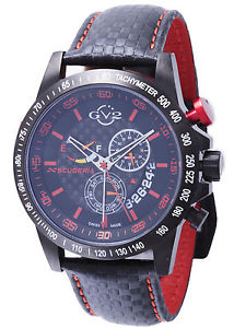 GV2 By Gevril Men's Scuderia Watch 9903 Power Reserve Tachymeter IP Case Leather