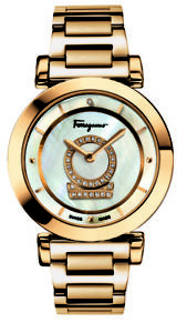 Ferragamo Women's FQ4150013 Minuetto Diamond MOP Dial Gold IP Steel Watch