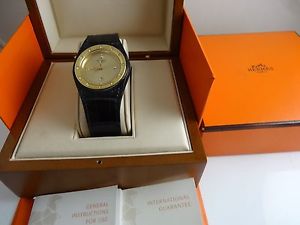 AUTH Hermes HARNAIS Yellow Gold and Diamonds Watch