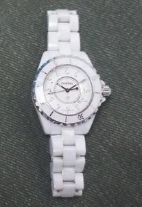 Auth Chanel J12 Diamond White Ceramic Watch 38 mm w/ Diamonds