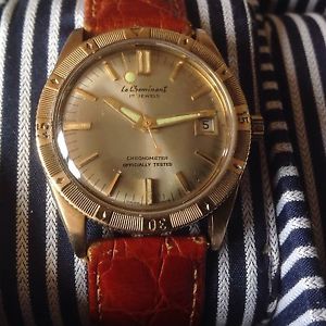 Fantastically Rare 9ct Gold Le Cheminant Divers Watch.