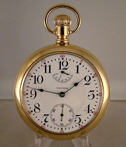 WALTHAM VANGUARD 23j 14k GOLD FILLED OF RR UP/D'N WIND INDICATOR 18sPOCKET WATCH