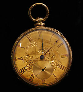 16k Keywind Pocket watch 1850's 13 Jewels t H. L. Matile Locle Detached Lever