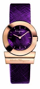 Ferragamo Women's FP5030013 Gancino Rose Gold IP Steel Purple Leather Watch
