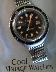 Vintage Zodiac Super Sea Wolf 60/70s iconic dive watch! Exc Cond- new mesh band