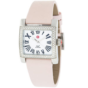 Michele 71-7400 Diamant Acier Inoxydable Chaton Bracelet Rose Quartz Femmes