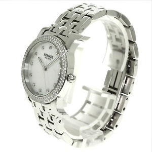 Authentic HERMES H Diamond Watch Watch  SS Ladies
