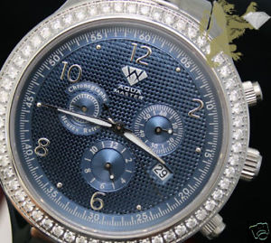 2.45ct Aqua Master Mend si1 Diamond Watch Blue Dial