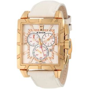 Edox 01924 37R NAIR Womens Silver Dial Analog Quartz Watch with Leather Strap
