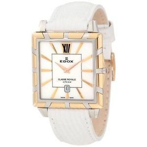 Edox 26022 357R NAIR Womens Mop Dial Analog Quartz Watch with Leather Strap