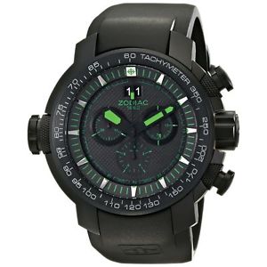 Zodiac ZO8560 Mens Black Dial Analog Quartz Watch with Rubber Strap