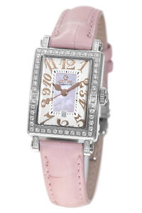 Gevril Women's 8248RL Super Mini Diamond MOP Dial Pink Leather Date Watch